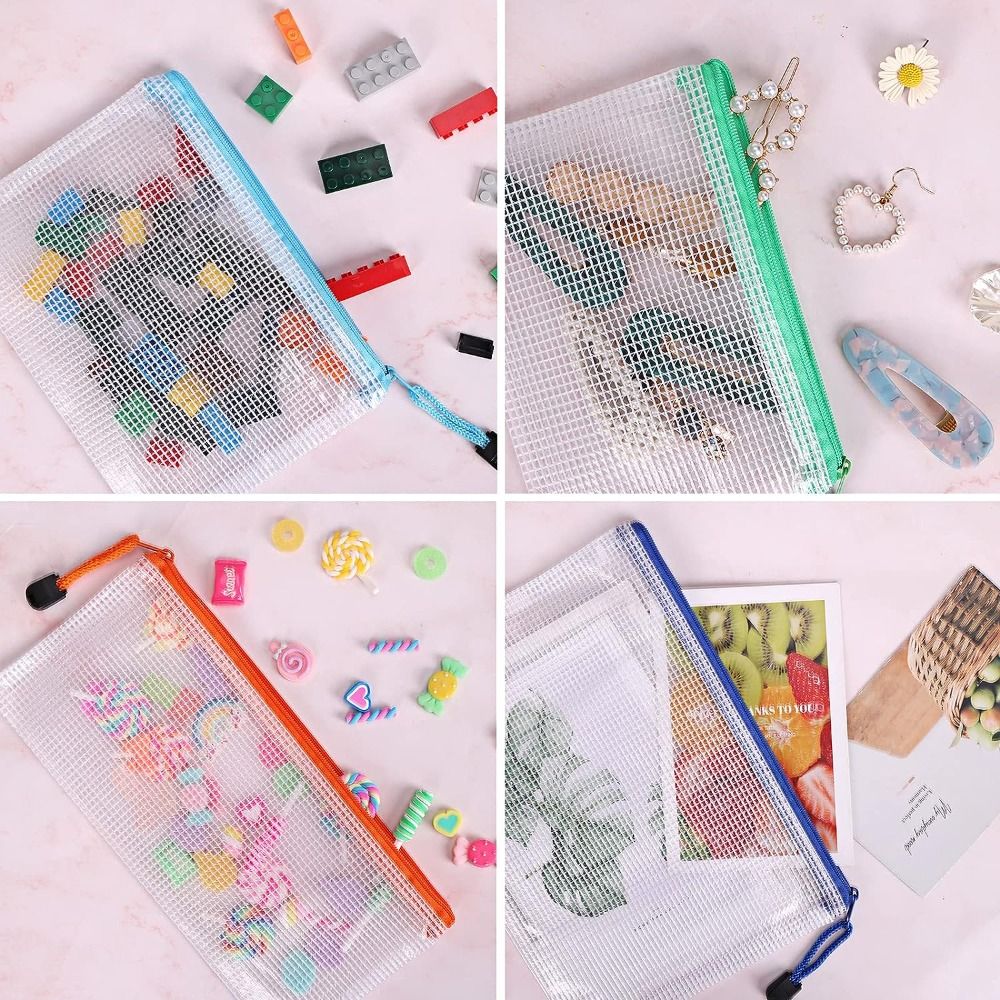 Document Organizer Folder - Cosmetic Makeup Bags Mesh Zipper Pouch