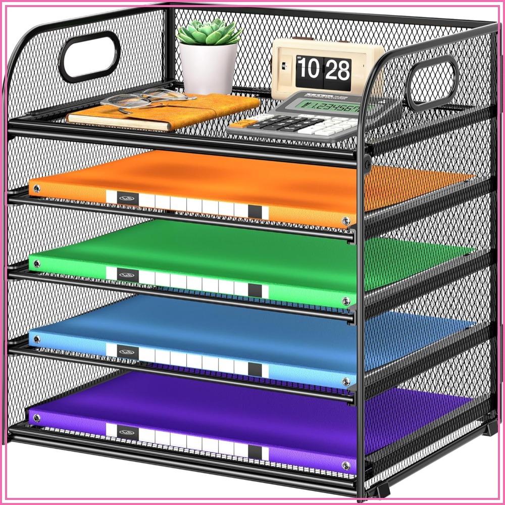 Document Organizer Folder - 5 Tier Mesh Paper Organizer with