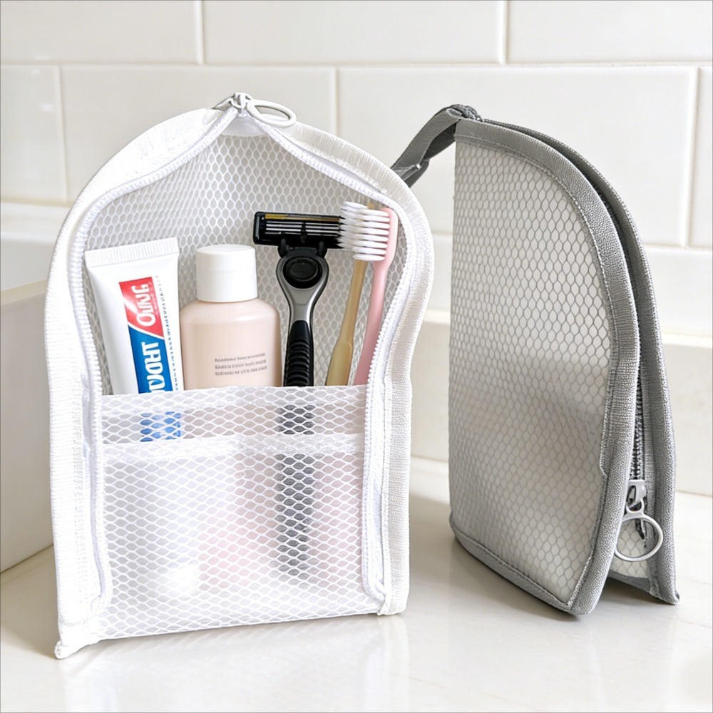 Travel Accessories Organizer - Mesh Toiletry Bag Breathable Quick Dry