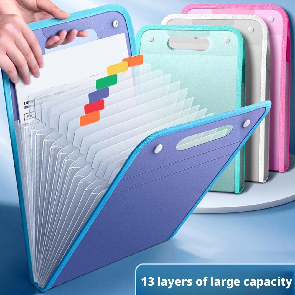 Document Organizer Folder - 13 Pocket File Folders Portable A4