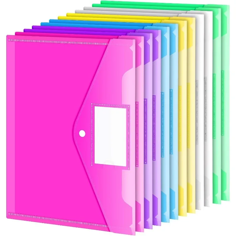 Document Organizer Folder - 10pcs A4 Folders Plastic Envelopes Clear