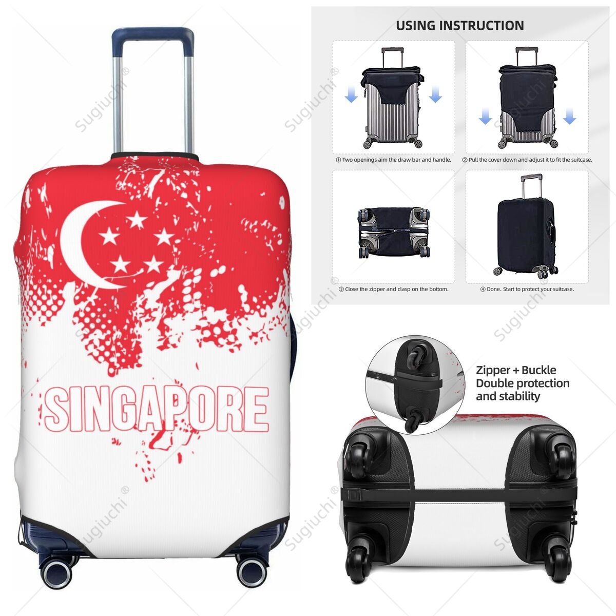Singapore Flag Luggage Cover S - Travel Accessories Singapore review and price